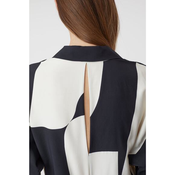 CLOSED Viscose and Silk Shirt Collar Faux Wrap Graphical Midi Size S NWT $655 - Picture 6 of 13